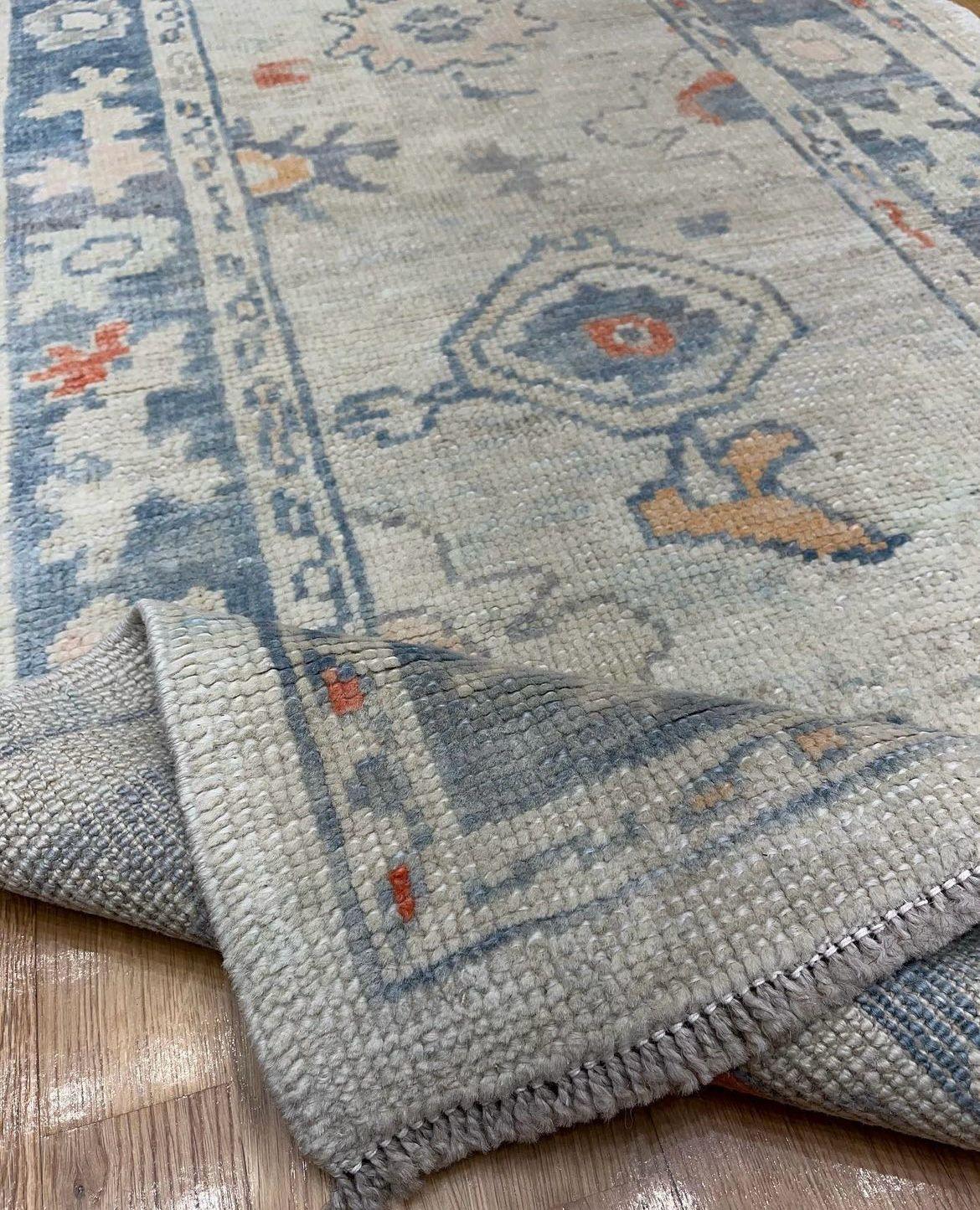 Handwoven Wool Turkish Oushak Runner 2’9” x 9’5” #CB02 In Excellent Condition For Sale In Houston, TX