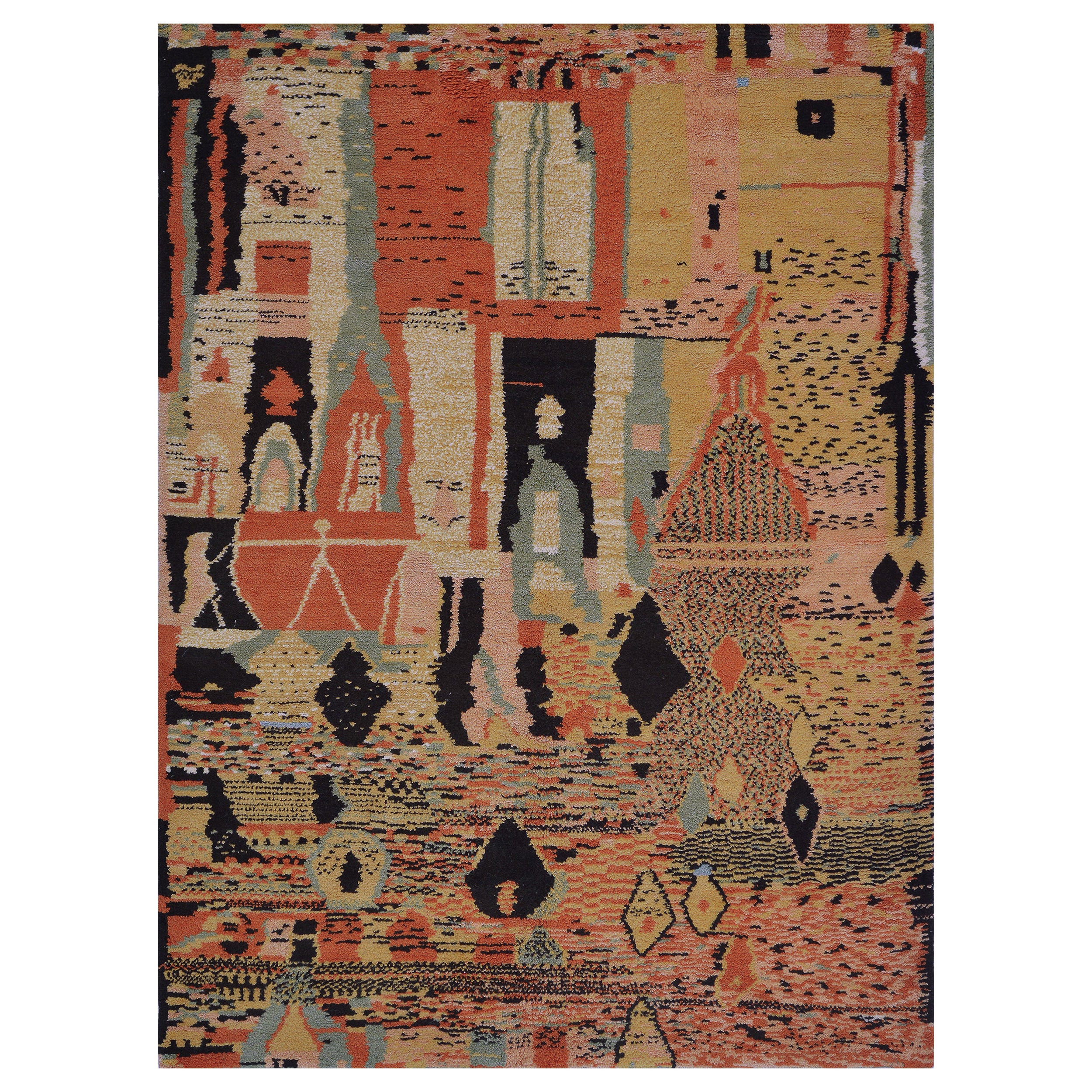 Handwoven Wool Vintage Moroccan Rug For Sale
