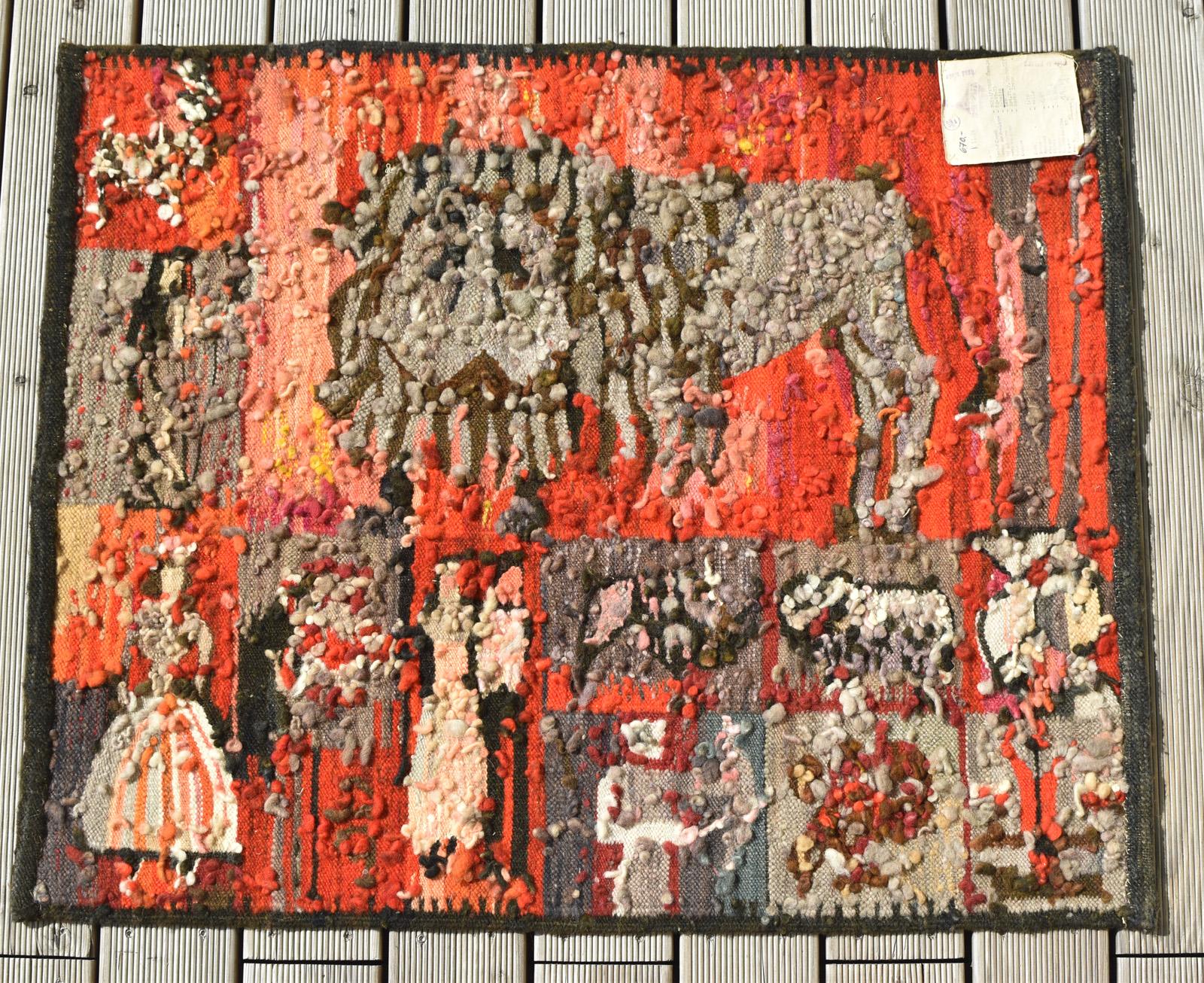 Polish Handwoven Zodiac Gobelin Tapestry Wall Rug Carpet by Piotr Grabowski Mid Century