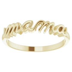 Handwritten Style 14K Yellow Gold MAMA Ring
