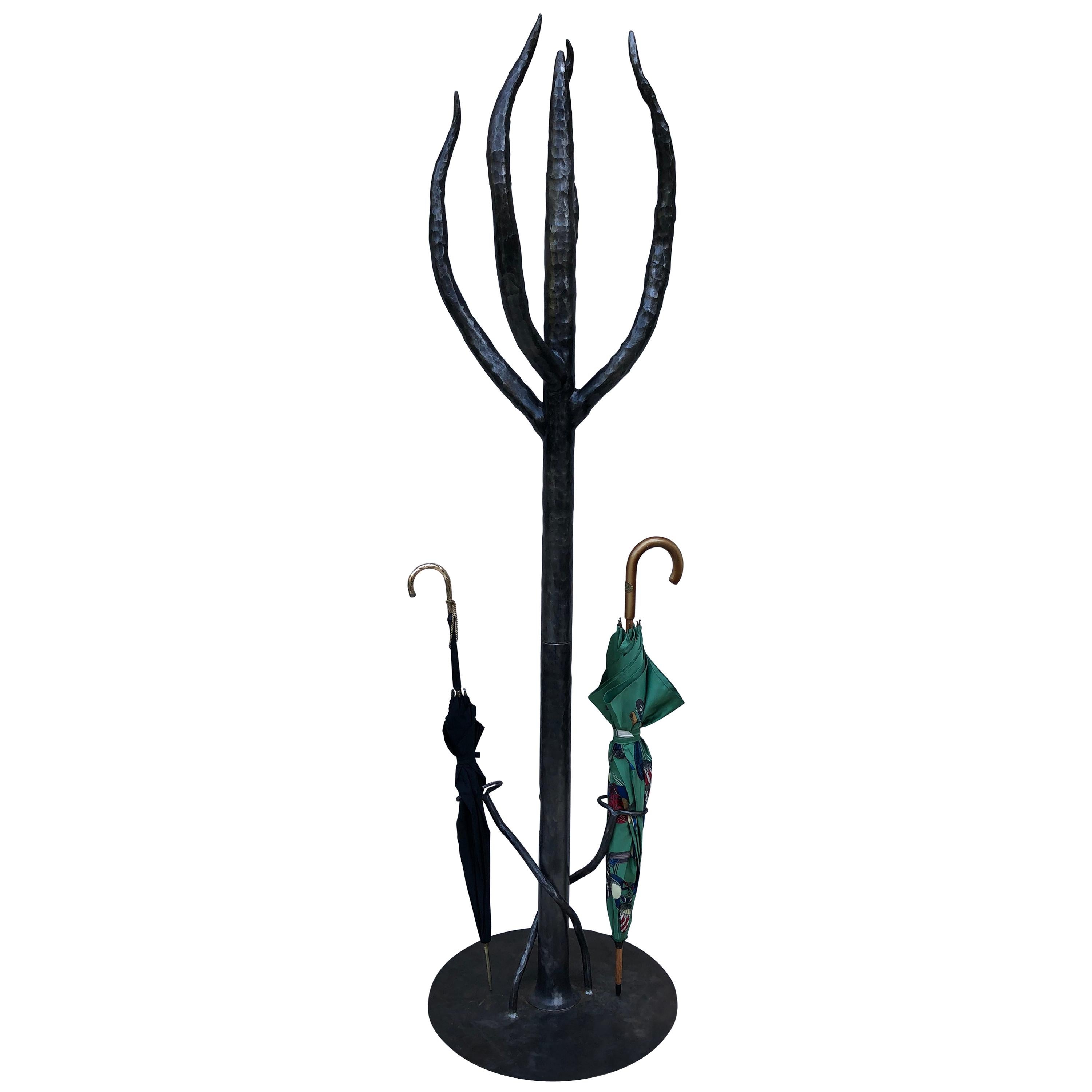 Handwrought Cactus Coat Hall Tree /Umbrella Stand Entrance Sculpture