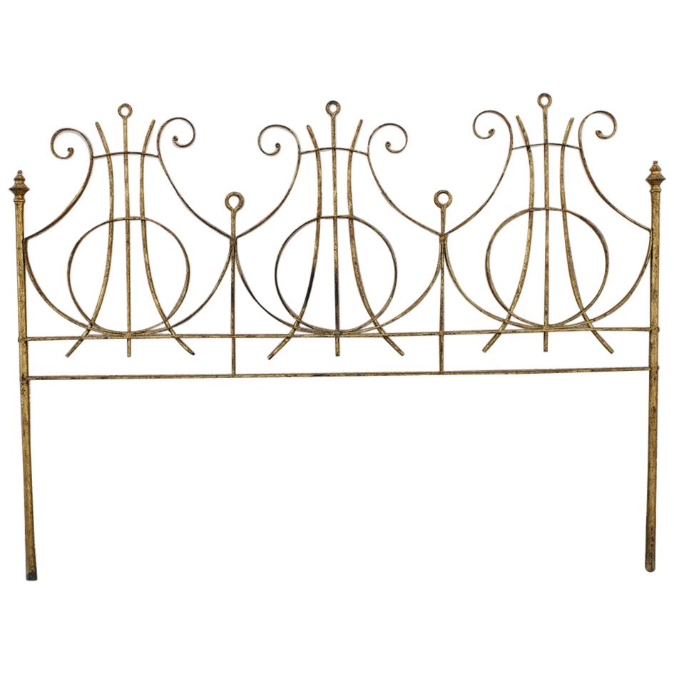 Handwrought Iron Bed and Gilded Italian Design 1950s Brutalist Gold