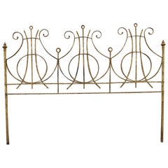 Vintage Handwrought Iron Bed and Gilded Italian Design 1950s Brutalist Gold