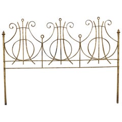 Letto in ferro battuto e dorato Design italiano anni '50 Brutalista Oro