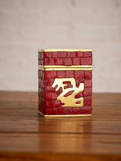 Handgefertigte mexikanische Schachtel mit Deckel aus Mosaik und Messing von Salvador Teran aus der Mitte des Jahrhunderts