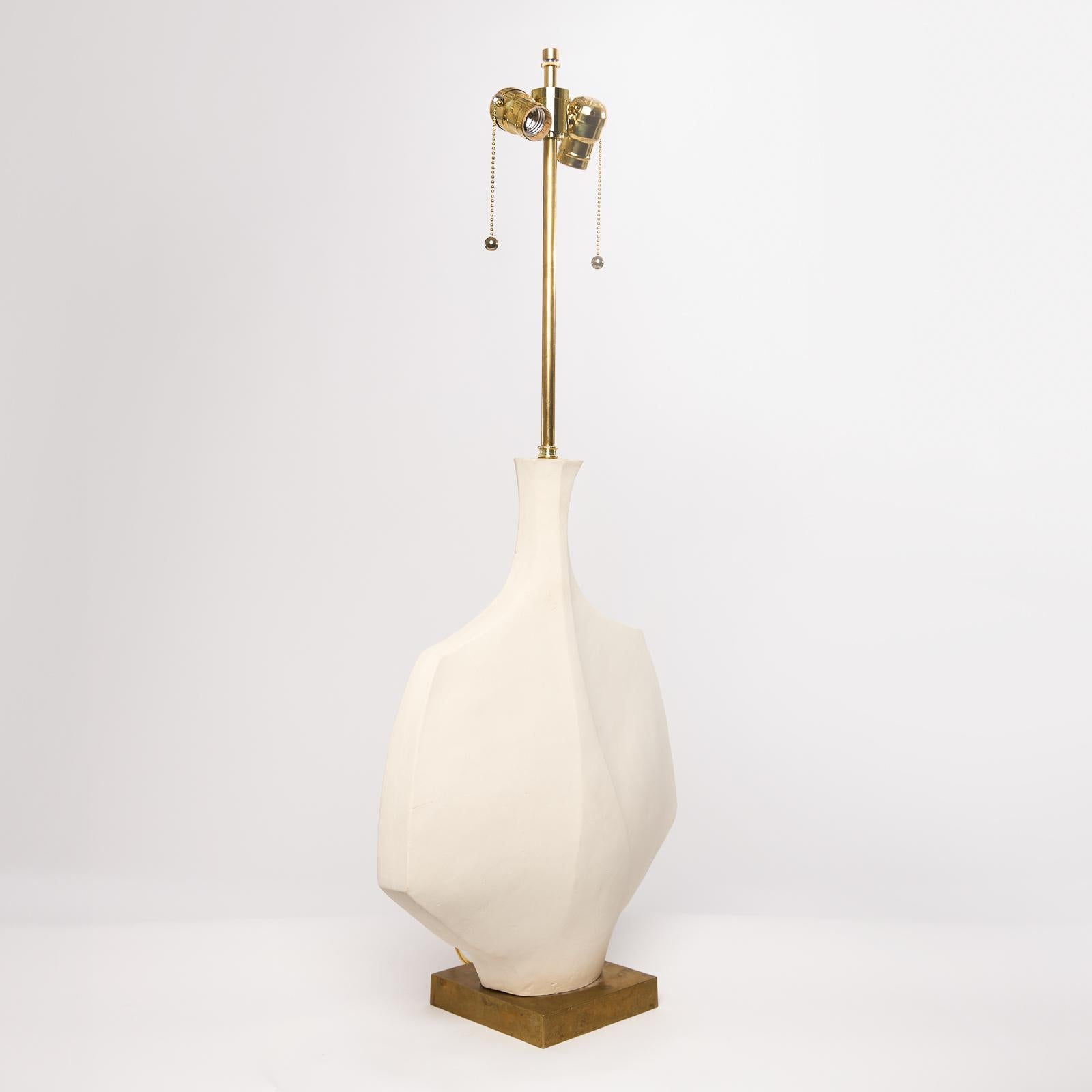 Organic Modern Artisan Hand Crafted Ceramic Sculpture Table Lamp in White Stoneware - Tent For Sale