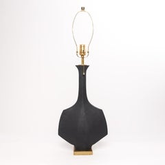 Artisanal Handcrafted Kleine Keramik-Skulptur Lampe in schwarzem Steingut - Tent