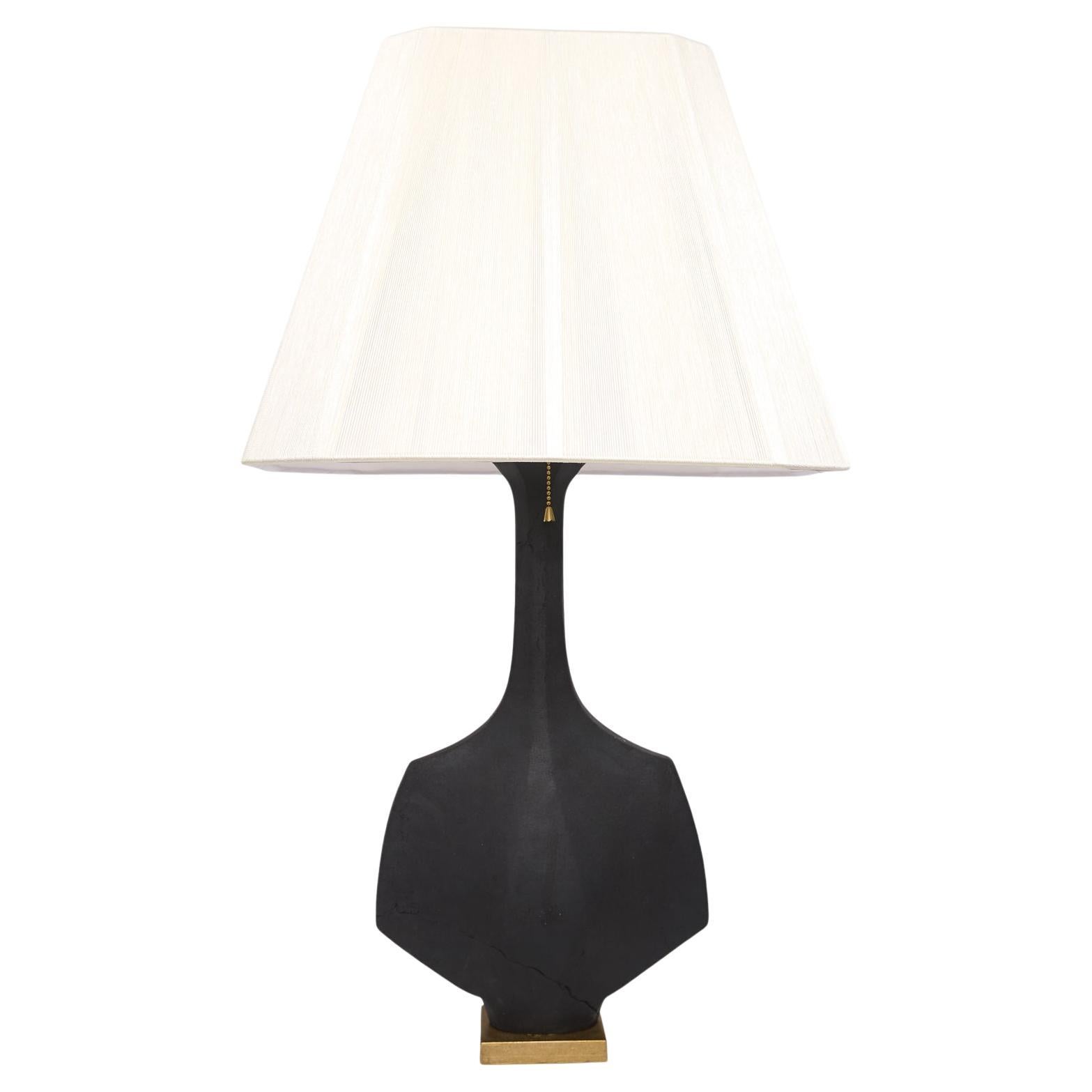 Artisanal Handcrafted Small Ceramic Sculpture Lamp in Black Stoneware – Tent
