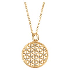 Hanedan Dynasty Mandala Geometric Pendant Flower of Life Gold 0.29ct Diamonds