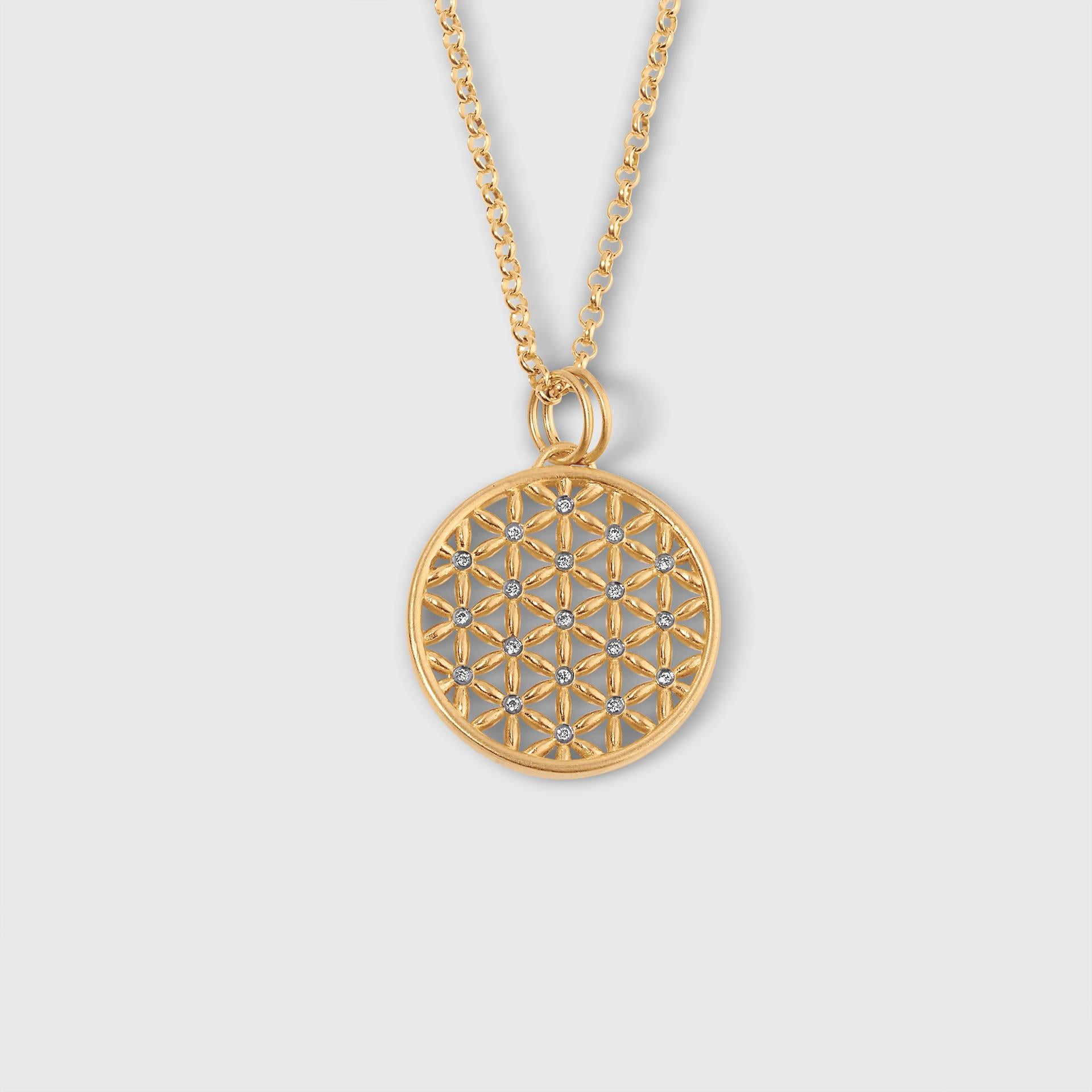 flower of life gold pendant