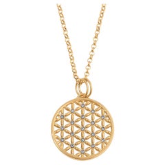 Hanedan Mandala Flower of Life Pendant with Diamonds 24kt Yellow Gold & Diamonds