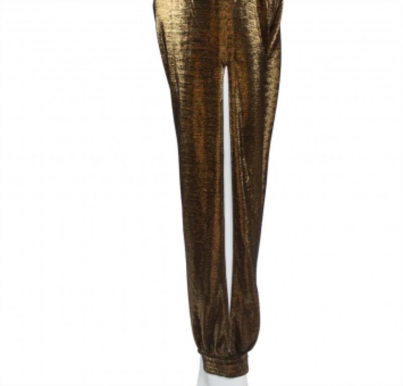 Women's Haney Metallic Lurex Knit Side Slit Detail Harem Joggers M For Sale