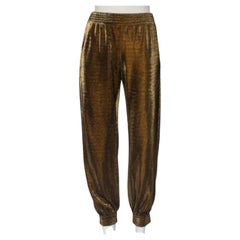 Haney Metallic Lurex Knit Side Slit Detail Harem Joggers M