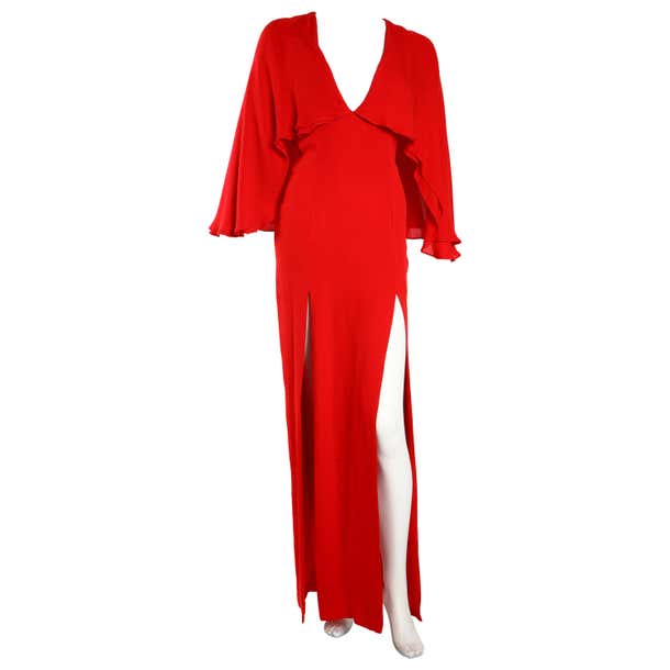Haney Red Gown Size US6 For Sale at 1stDibs | haney dress, red cape ...