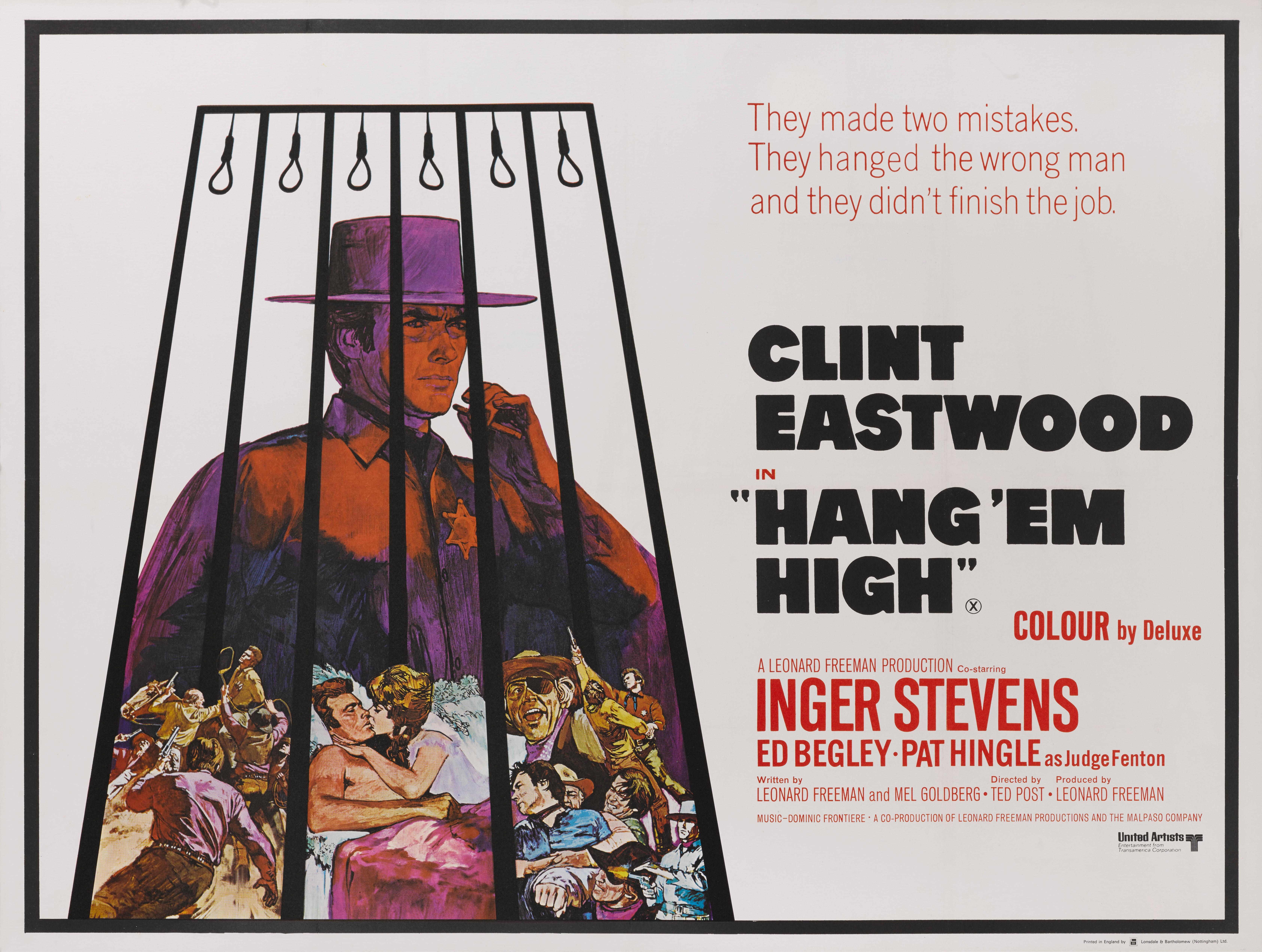 Original British film poster for the the 1967 Western directed by Ted Post and starring Clint Eastwood. This poster is conservation line backed and would be shipped rolled in a strong tube.