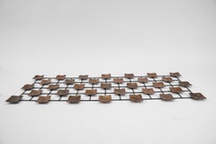 Hang Finished Artist Mural Made of Copper Elements on a Metal Lattice Frame