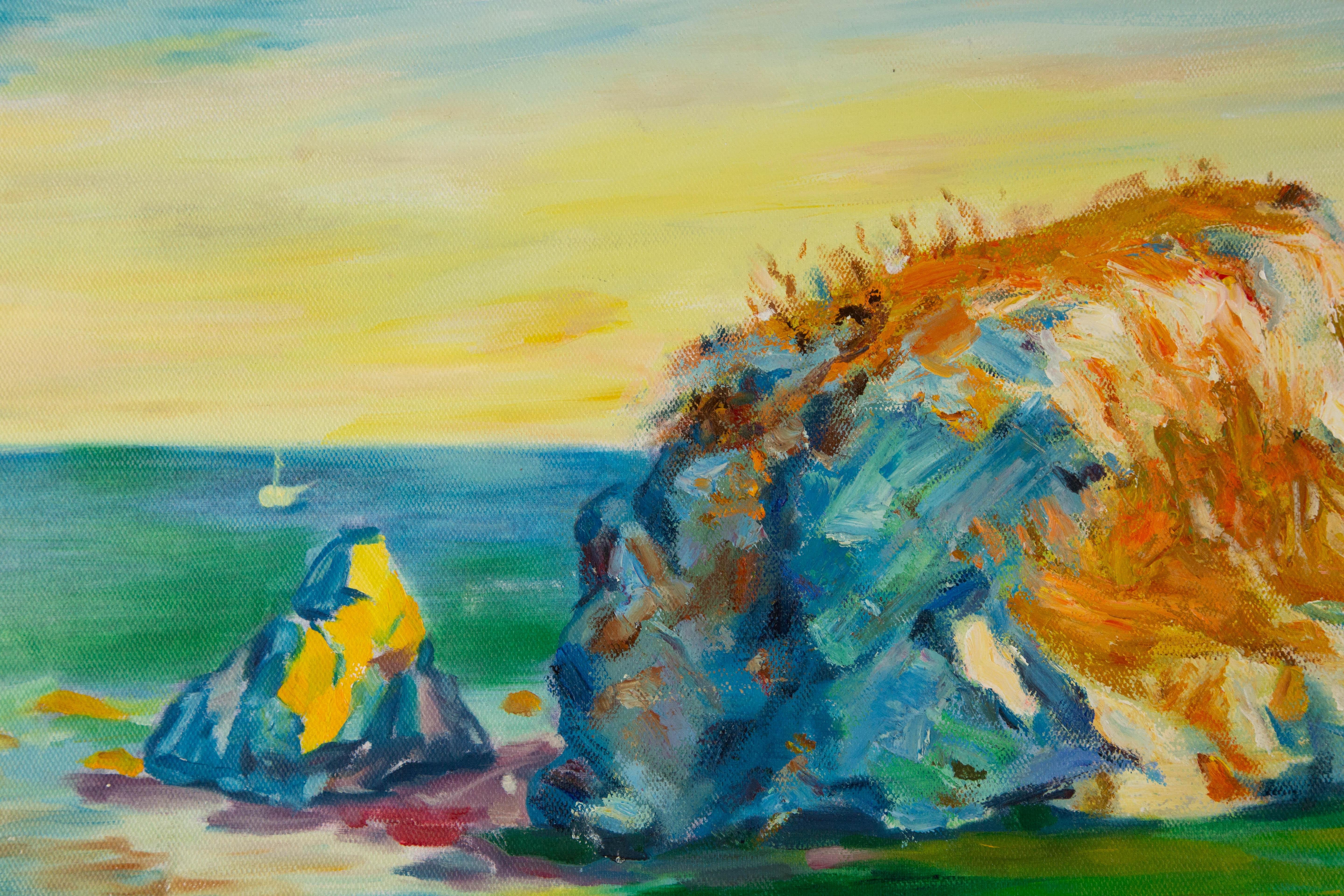 Hang Yu-Landschaft, Original Ölgemälde auf Leinwand, „Rock“ im Angebot 1