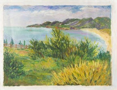 Hang Yu Landscape Original Oil On Canvas "Seaside" (Bord de mer)