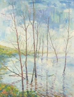 Hang Yu - Hang Yu Paesaggio acquatico originale Olio su tela "Riverside Hang Yu Paesaggio acquatico originale Olio su tela "Riverside
