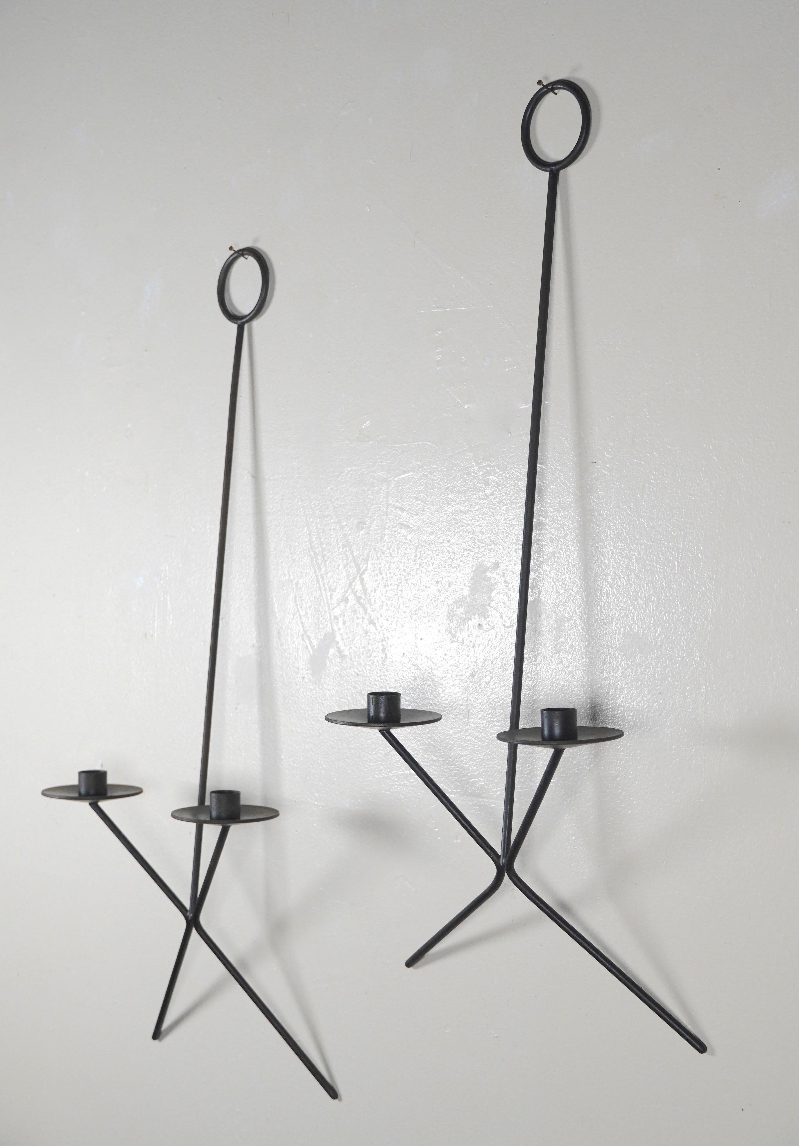 Mid-Century Modern Hanging 1950s Modernist Wall Candle Holders / Sconces