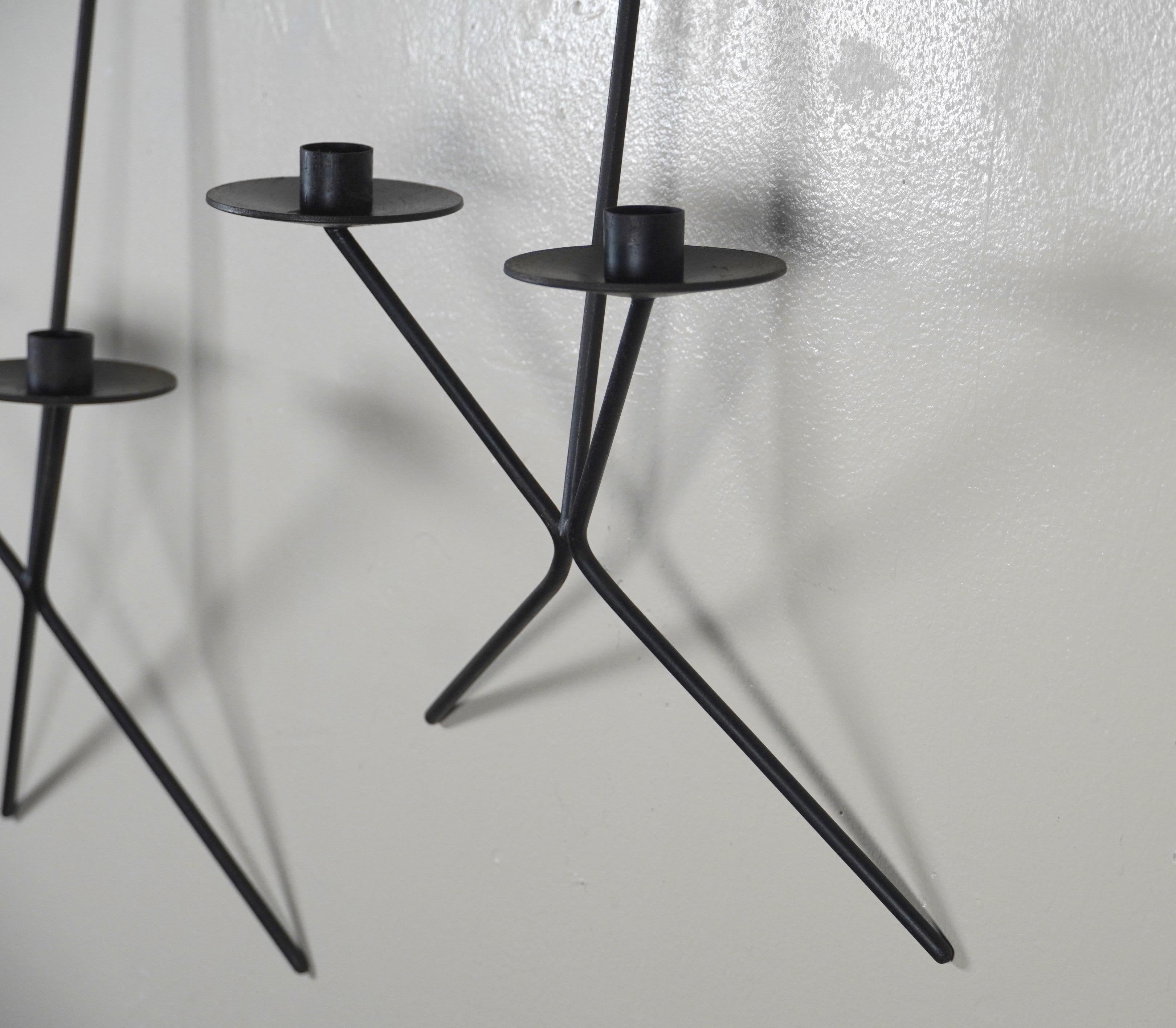 Hanging 1950s Modernist Wall Candle Holders / Sconces In Good Condition In San Francisco, CA