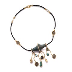 Hanging Antiquities Necklace in 20K Yellow Gold with Diamonds