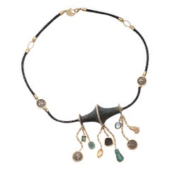 Collar Colgante Antigüedades de Oro Amarillo de 20 K con Diamantes