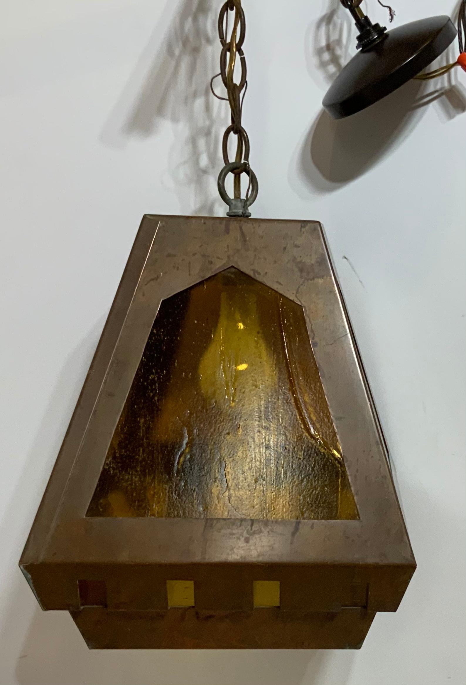 20th Century Hanging Art & Craft Style Copper Lantern