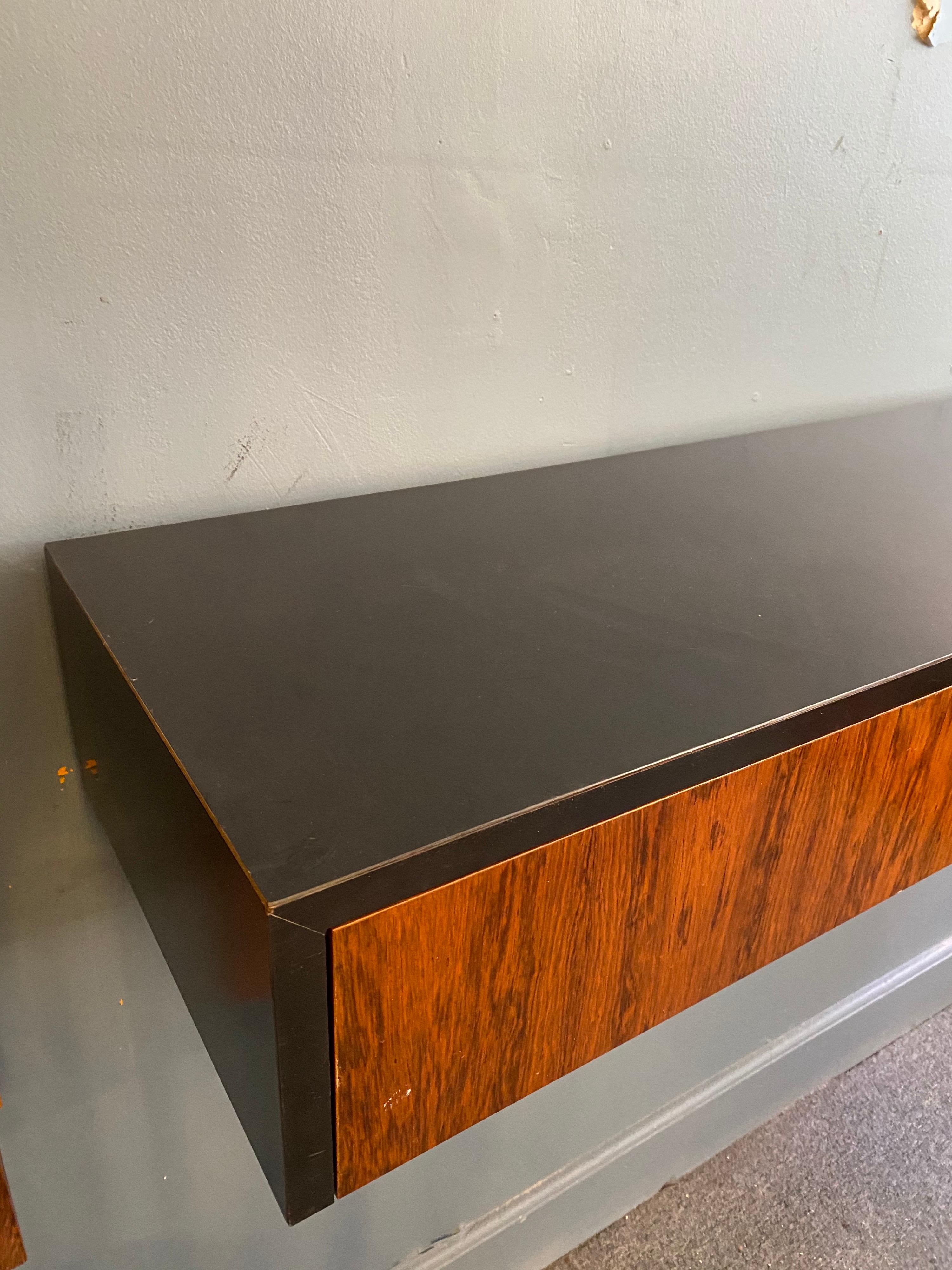 American Hanging Black Formica and Rosewood Console