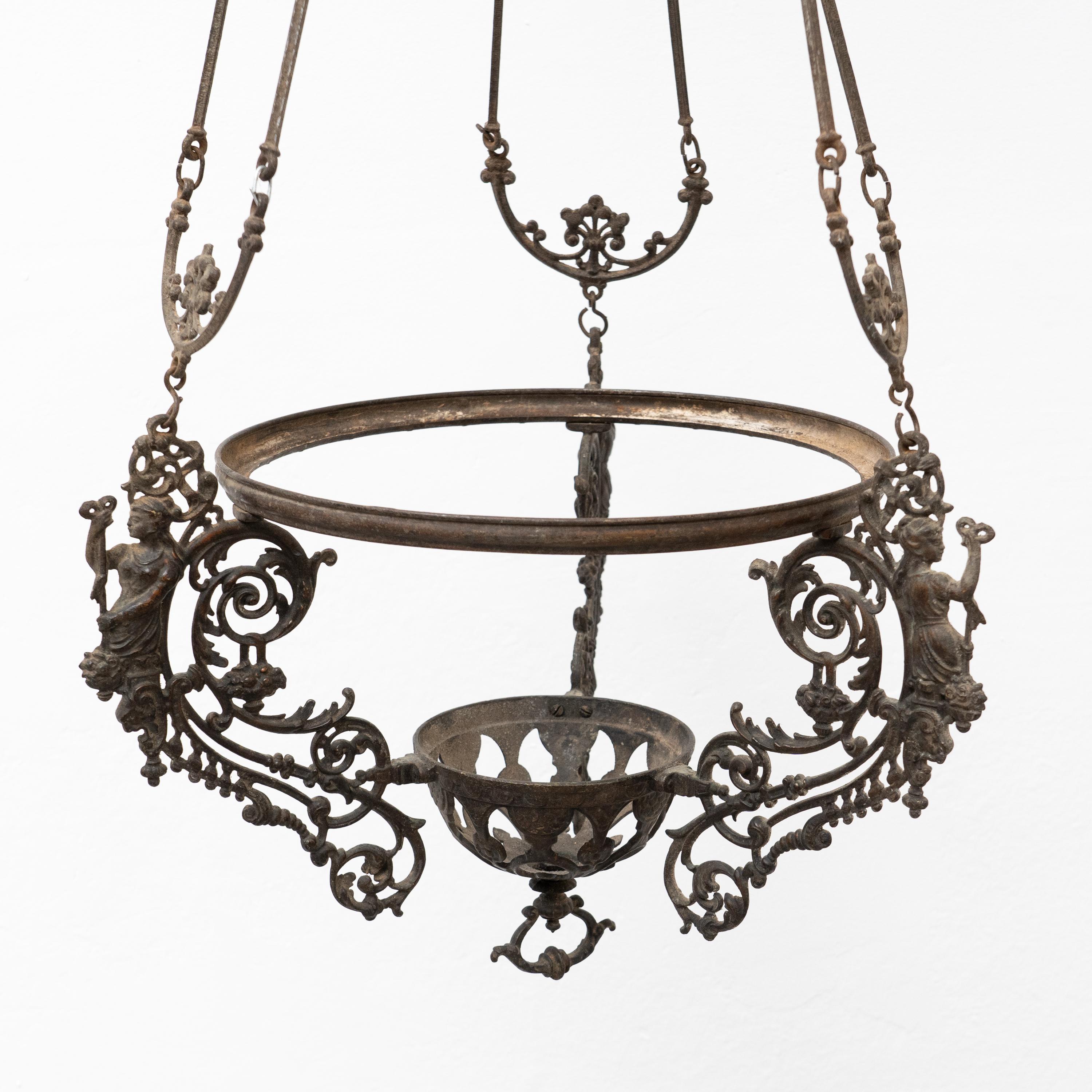 Lampada a sospensione in ottone, 1940 circa in vendita 6