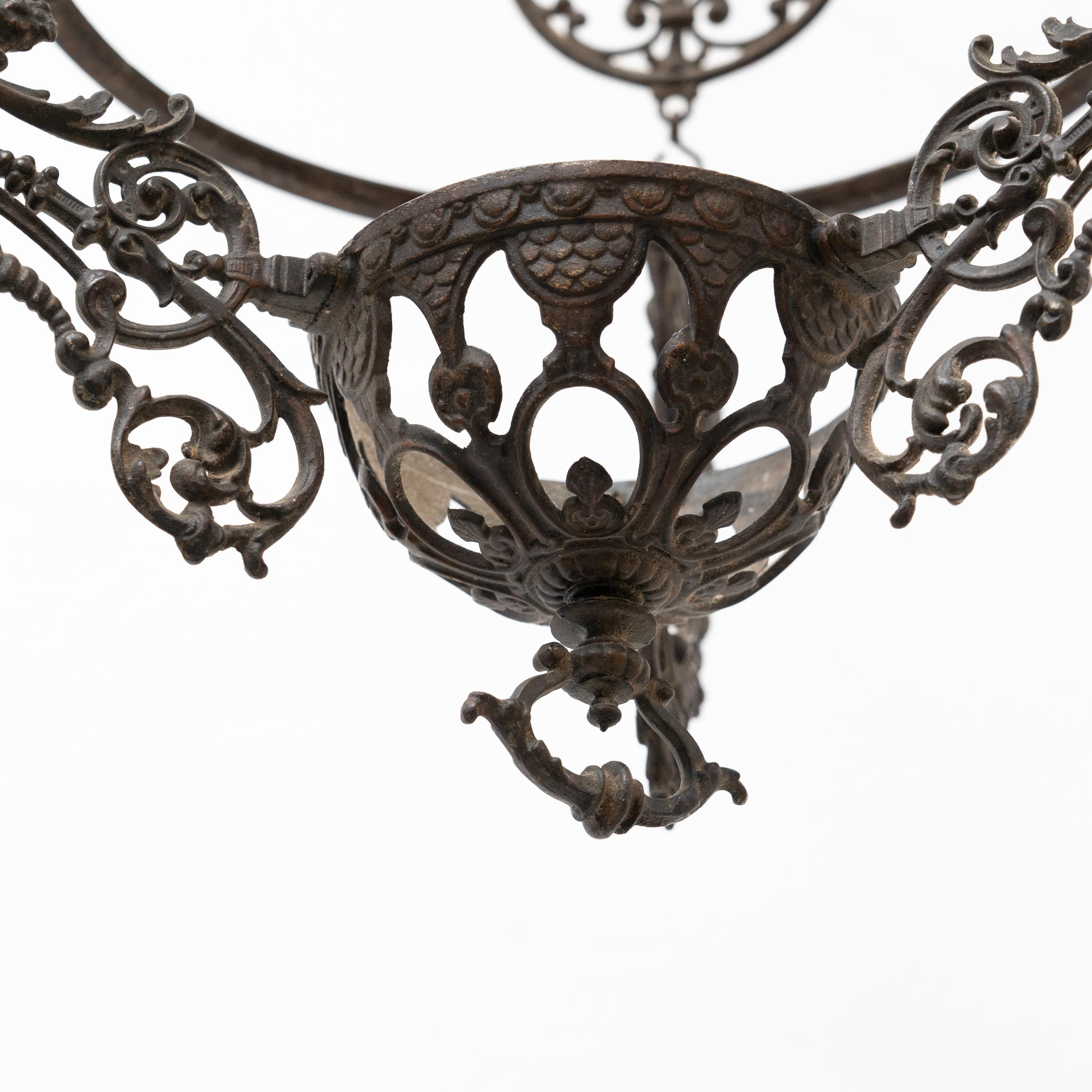 Lampada a sospensione in ottone, 1940 circa in vendita 7