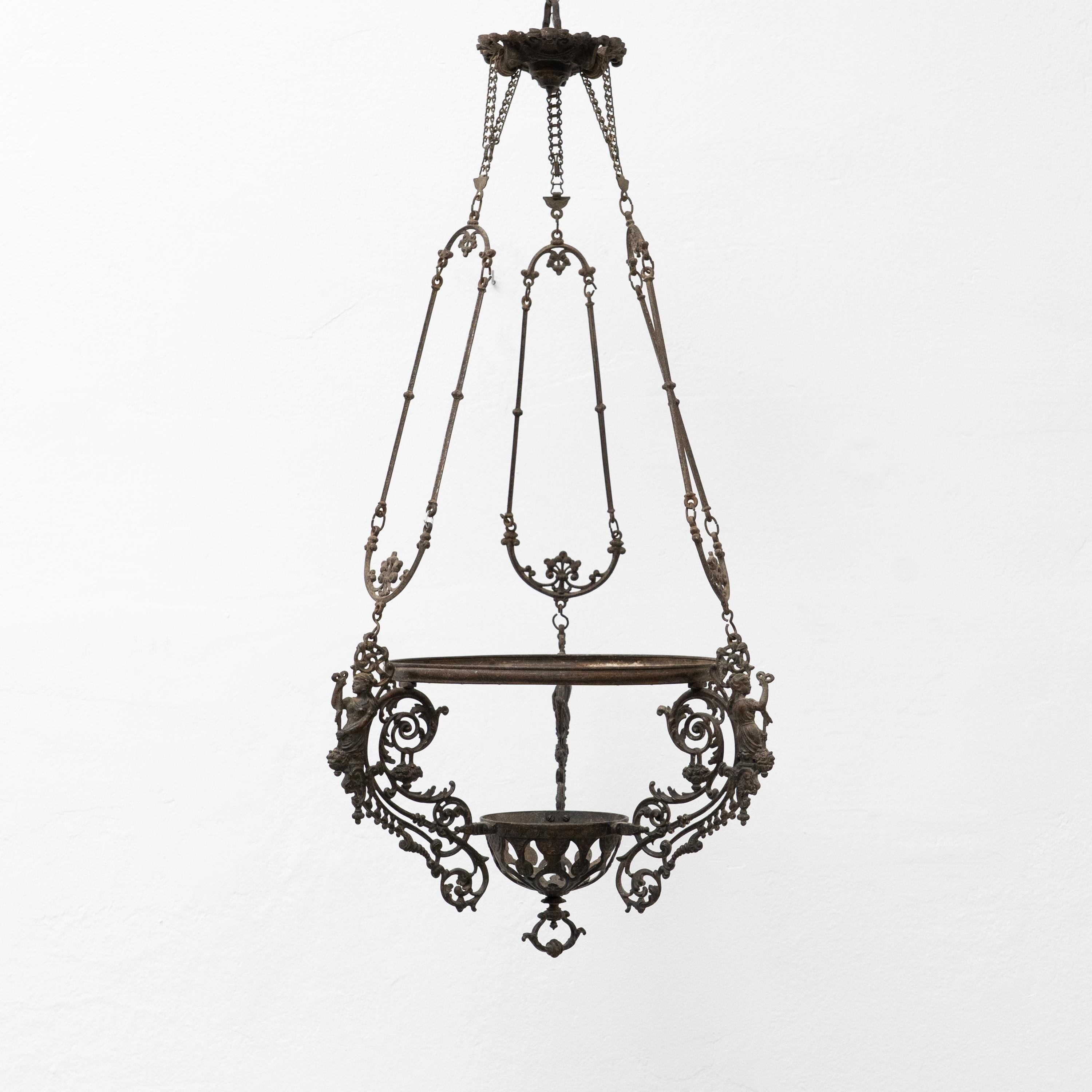 Lampada a sospensione in ottone, 1940 circa in vendita 8
