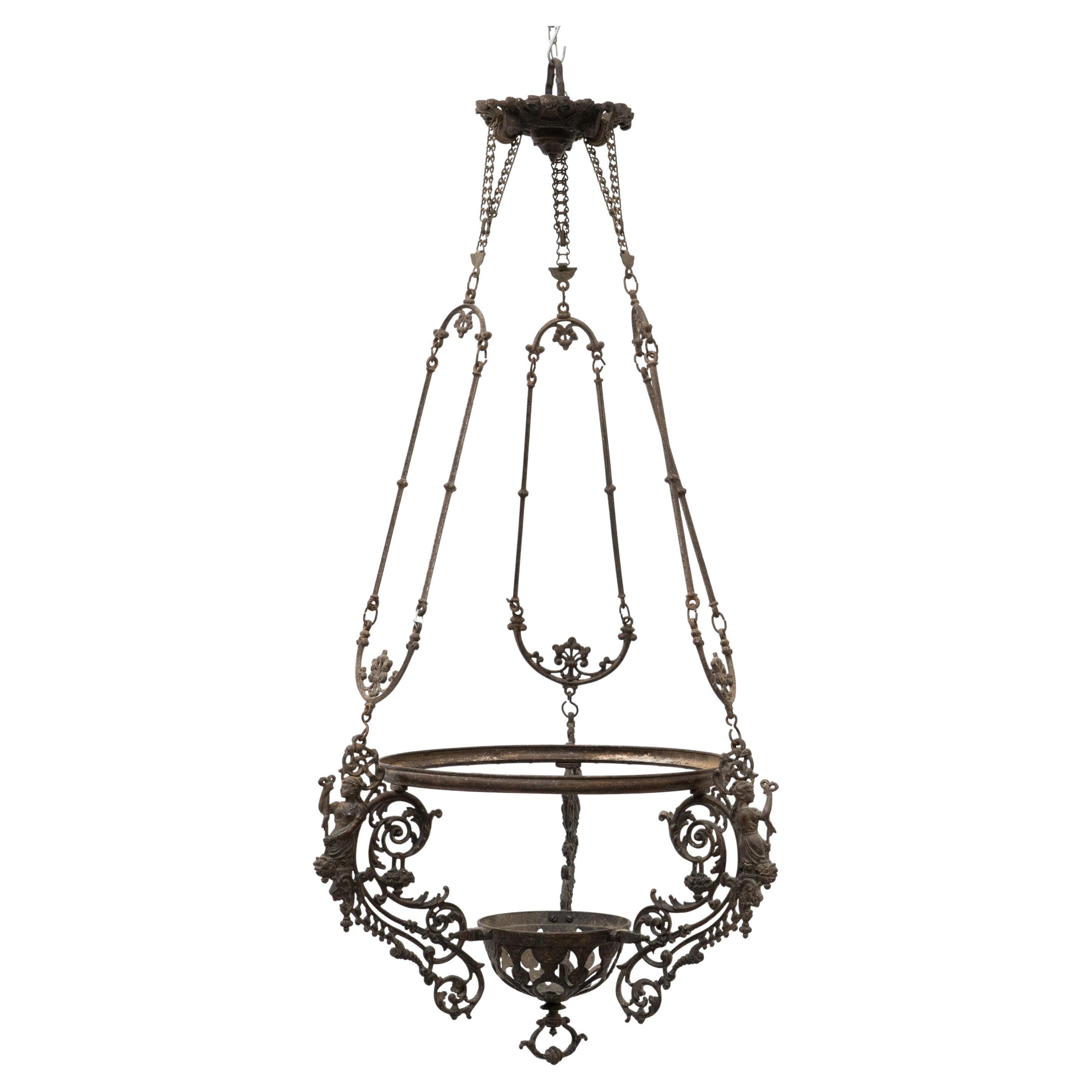 Lampada a sospensione in ottone, 1940 circa in vendita