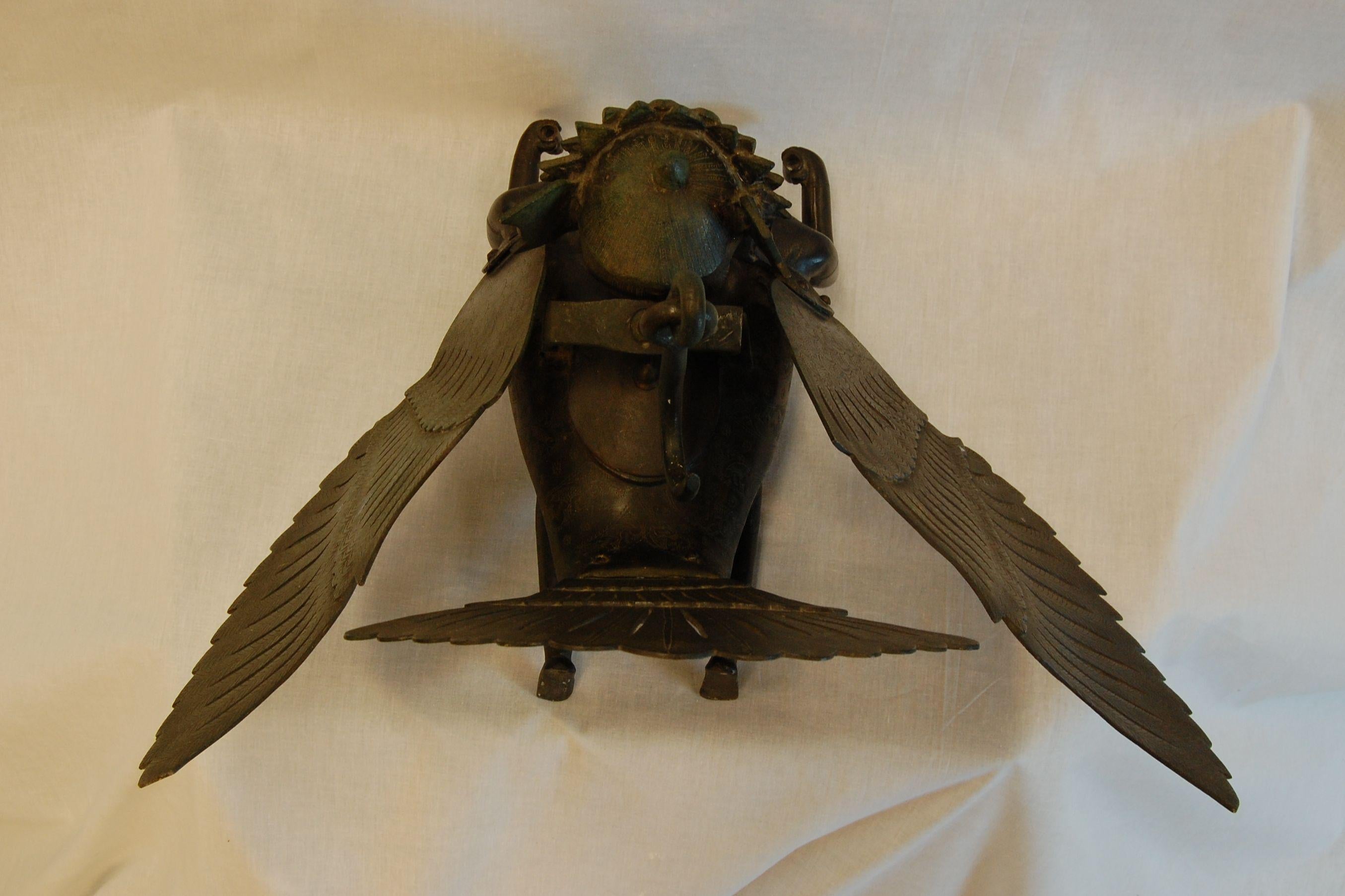 Hanging Bronze Winged Garuda Incense Burner, circa Late 19th Century In Excellent Condition For Sale In Pittsburgh, PA