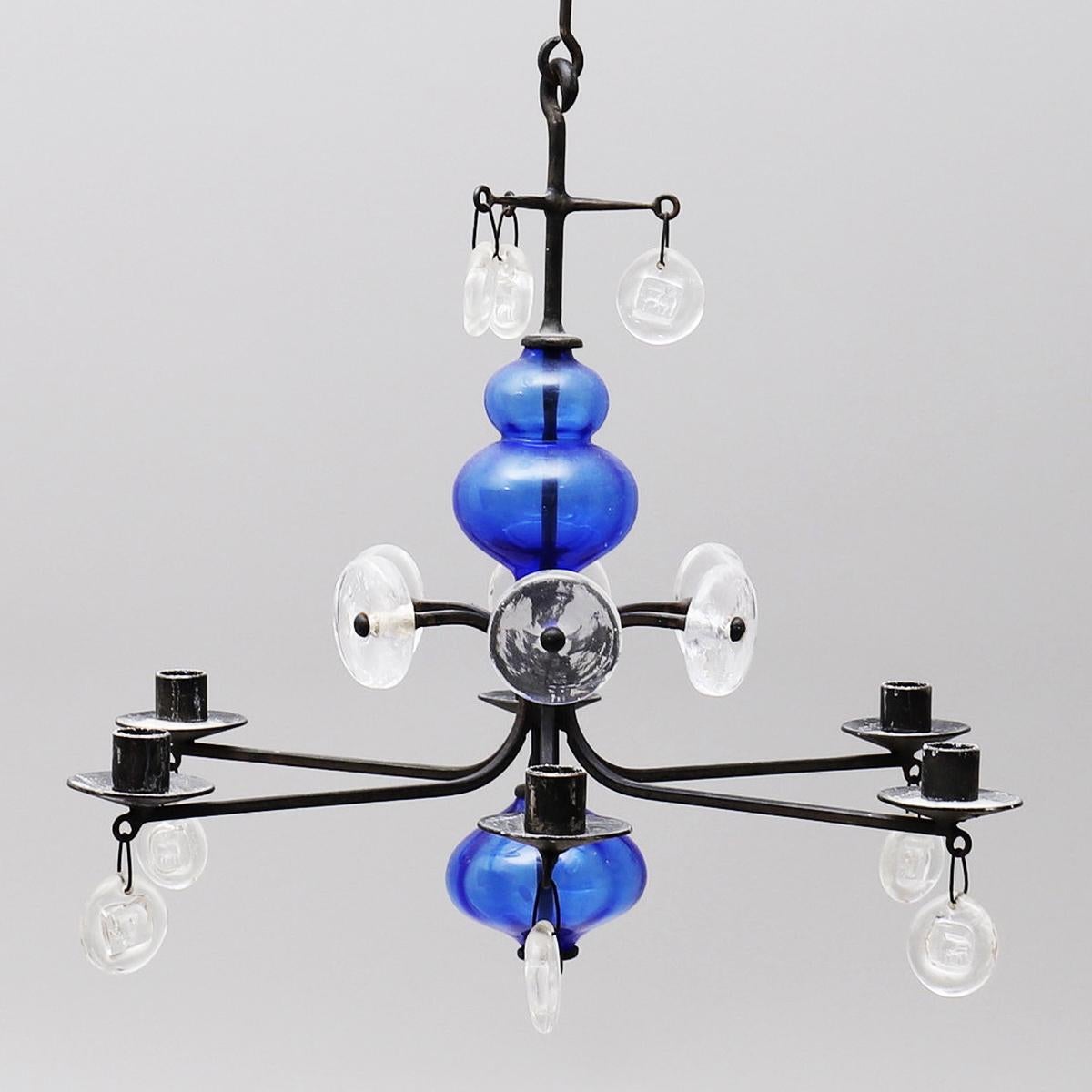 Mid-Century Modern Hanging Candelabra by Erik Hoglund Produced by Boda, Sweden For Sale
