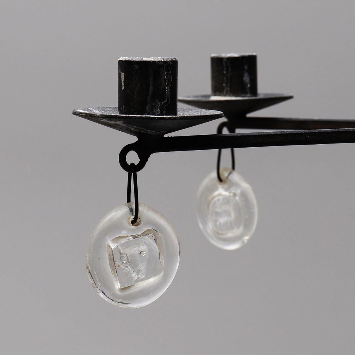 Glass Hanging Candelabra by Erik Hoglund Produced by Boda, Sweden For Sale