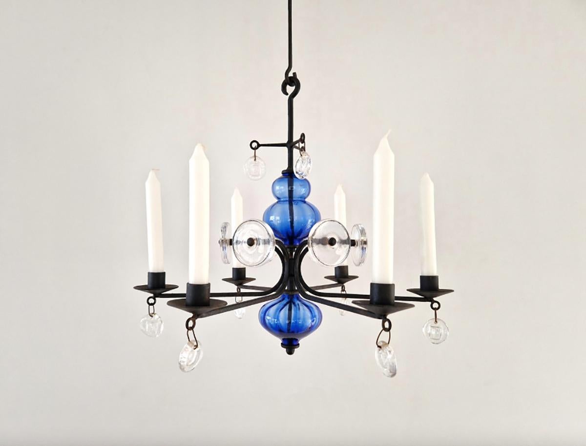 Metal Hanging Candelabra by Erik Hoglund Produced by Boda, Sweden For Sale