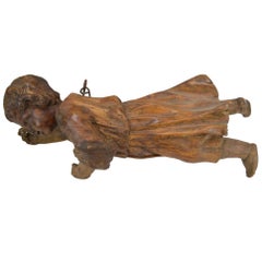 Hanging Carved Wood Figural Putti Sculpture 17th Century North-Europe