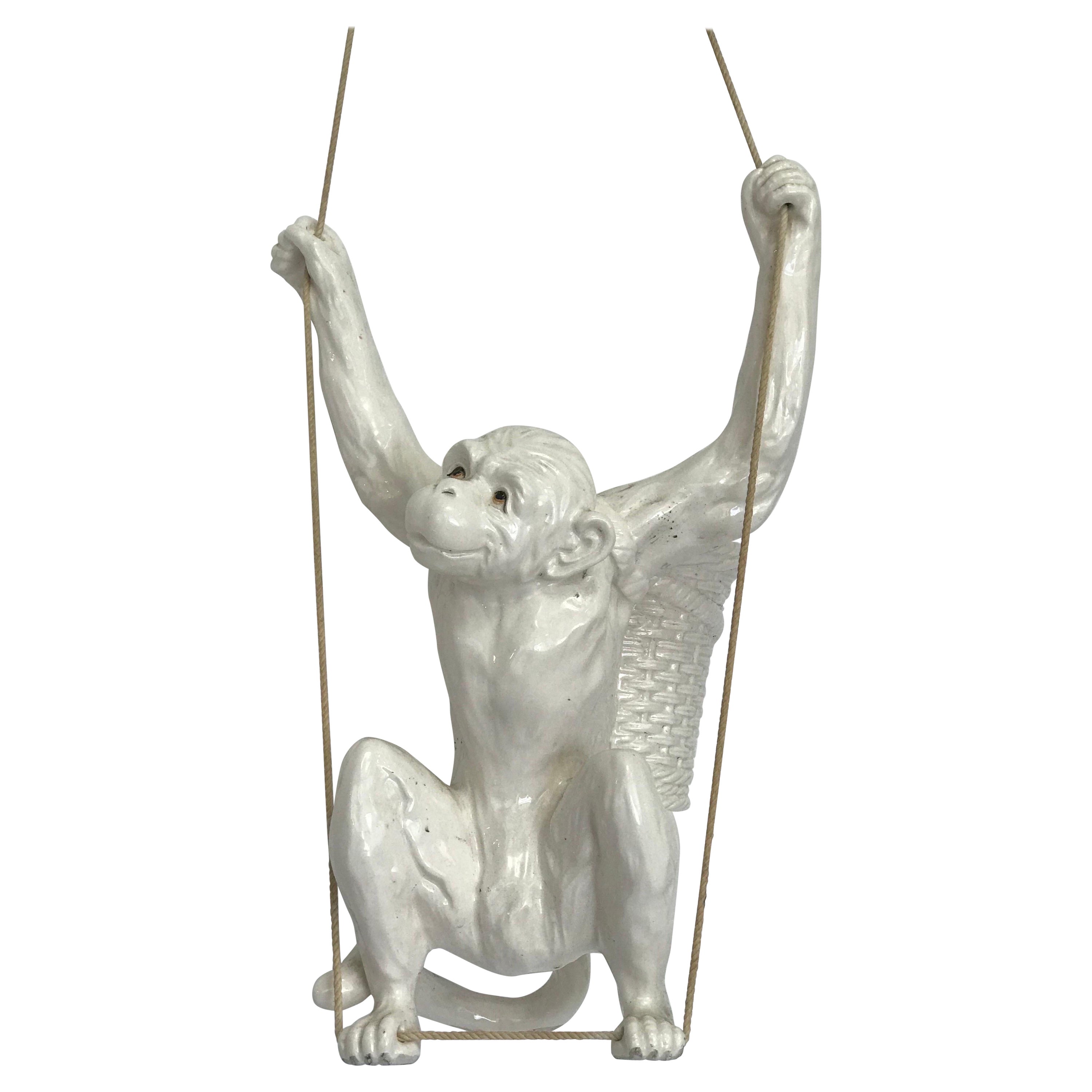 Hanging Ceramic Monkey Planter by Fits and Floyd, 1976 For Sale