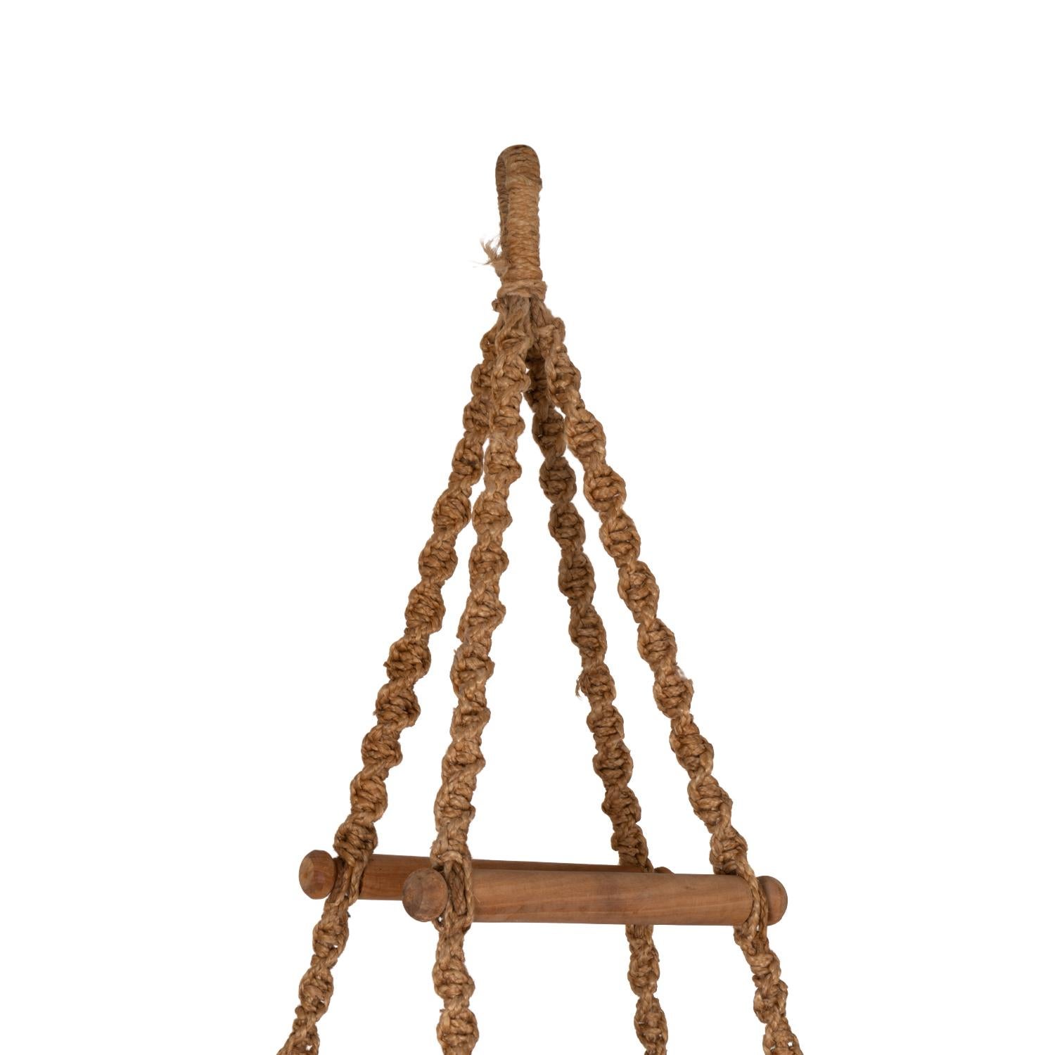 Chaise suspendue en corde et bois, années 1970 en vente 1
