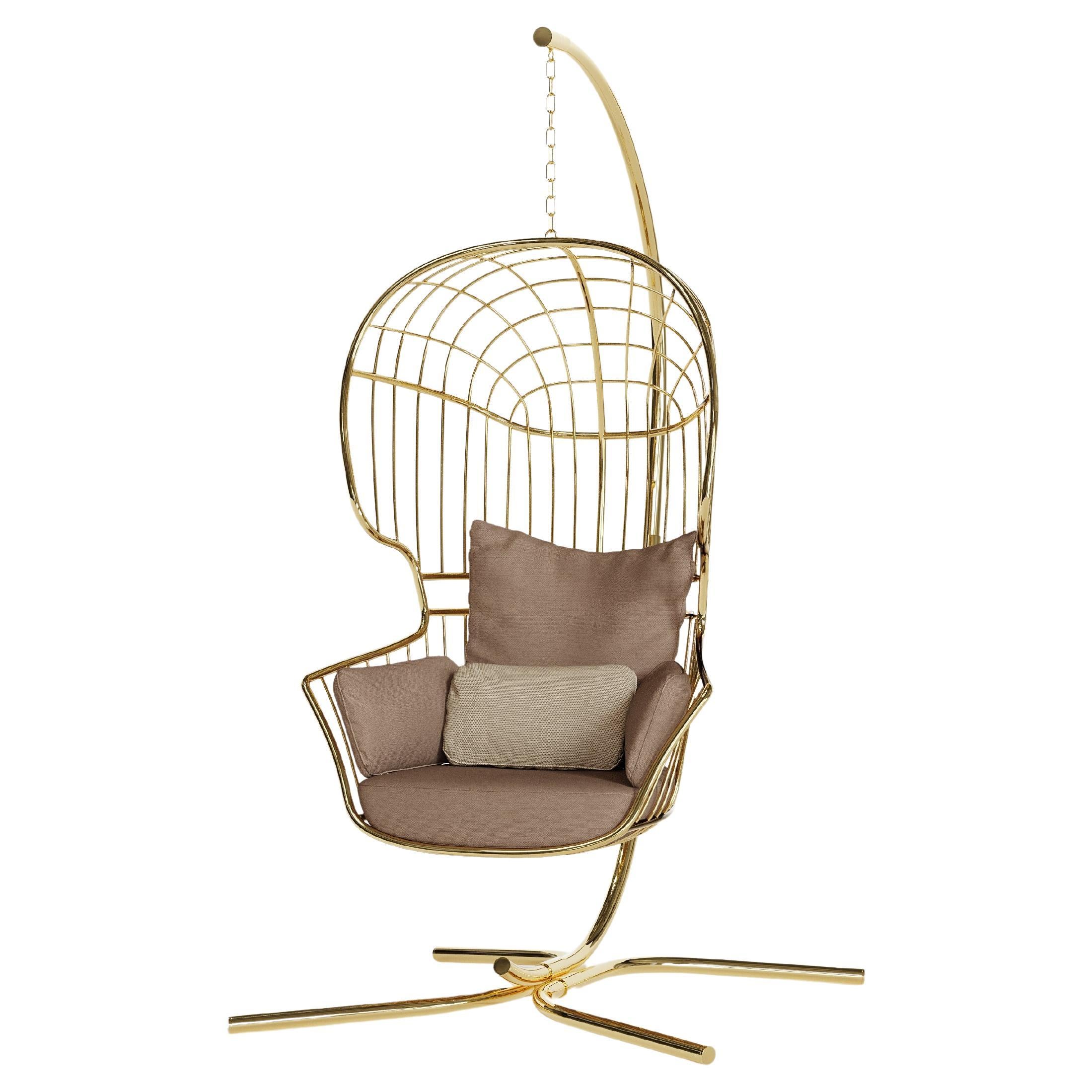 Hanging Chair with Gold Plated Stainless Steel Base