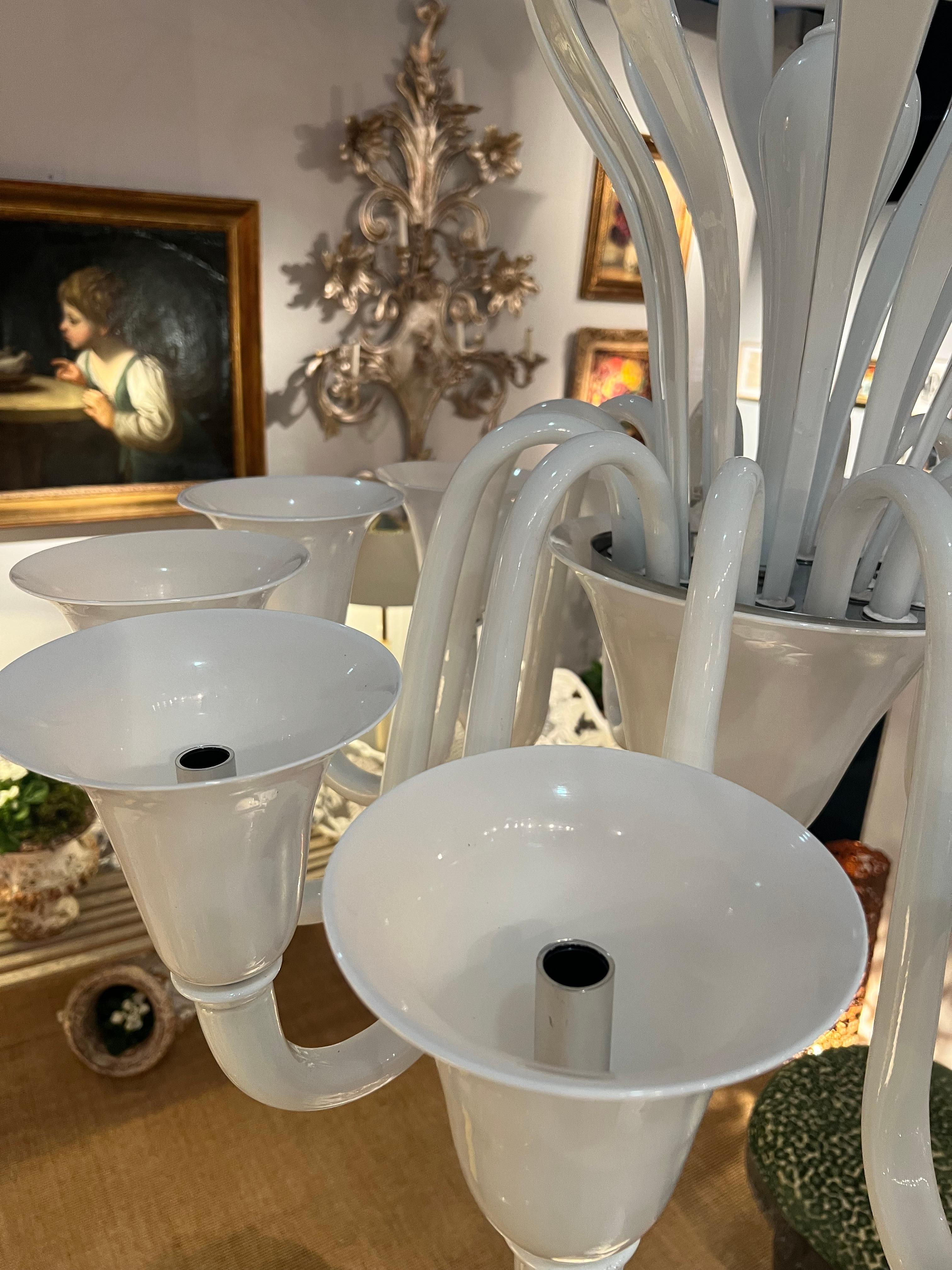 Altro Lampadario Whiting in vetro di Murano bianco in vendita