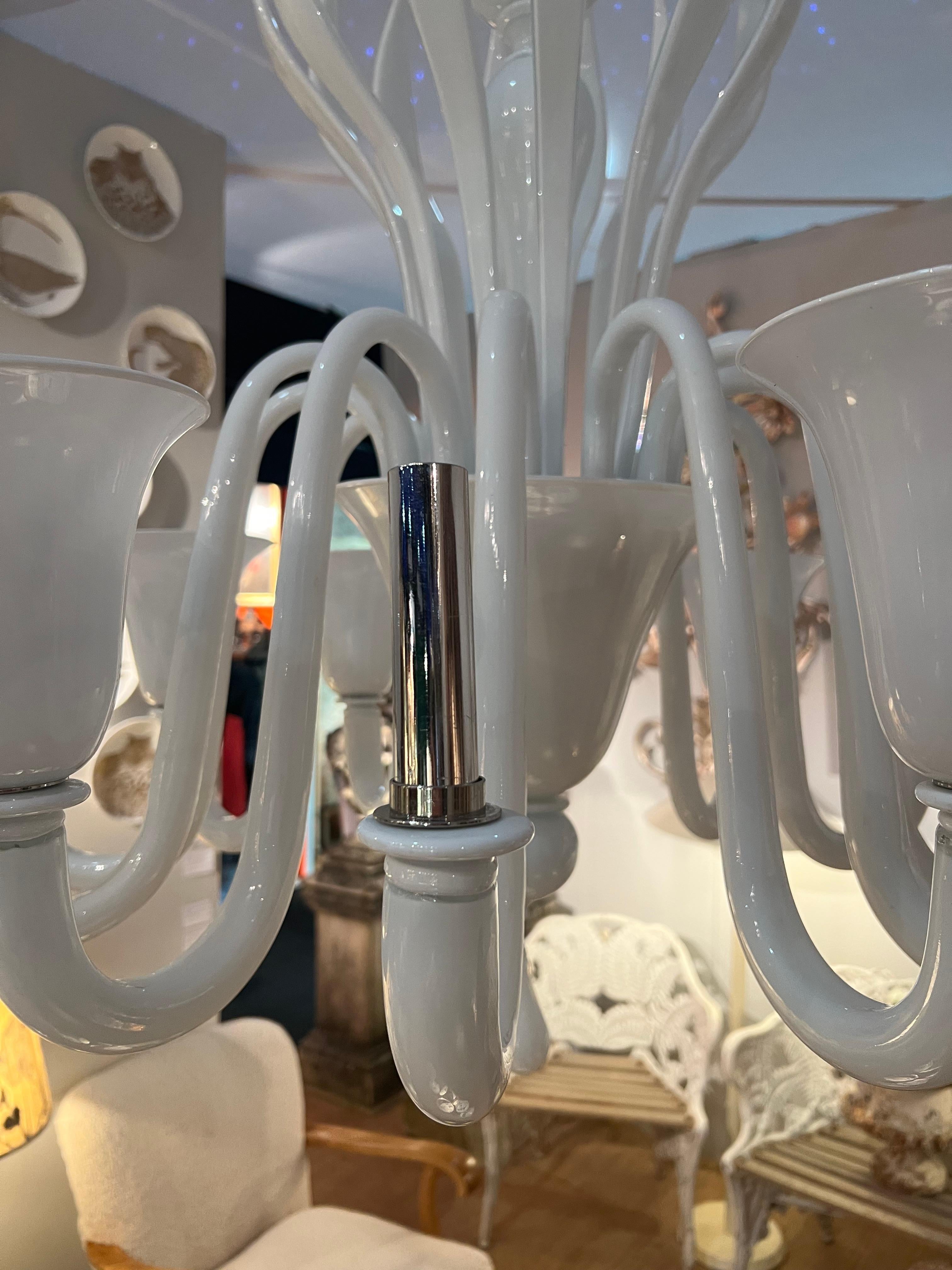 Altro Lampadario Whiting in vetro di Murano bianco in vendita