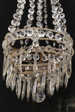 Hanging Chandelier with Crystal Pendants from the Napoleon III Period.