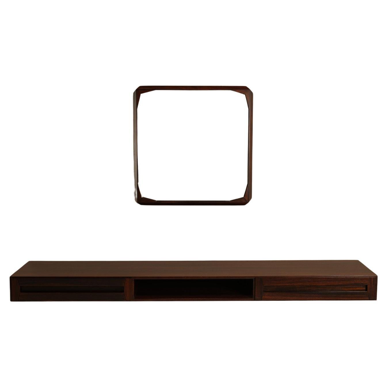 Hanging Console and Mirror by Dino Cavalli for Tredici, Italy 1960s