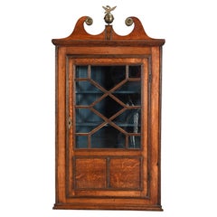 Hanging Corner Cabinet with Swan Neck Pediment