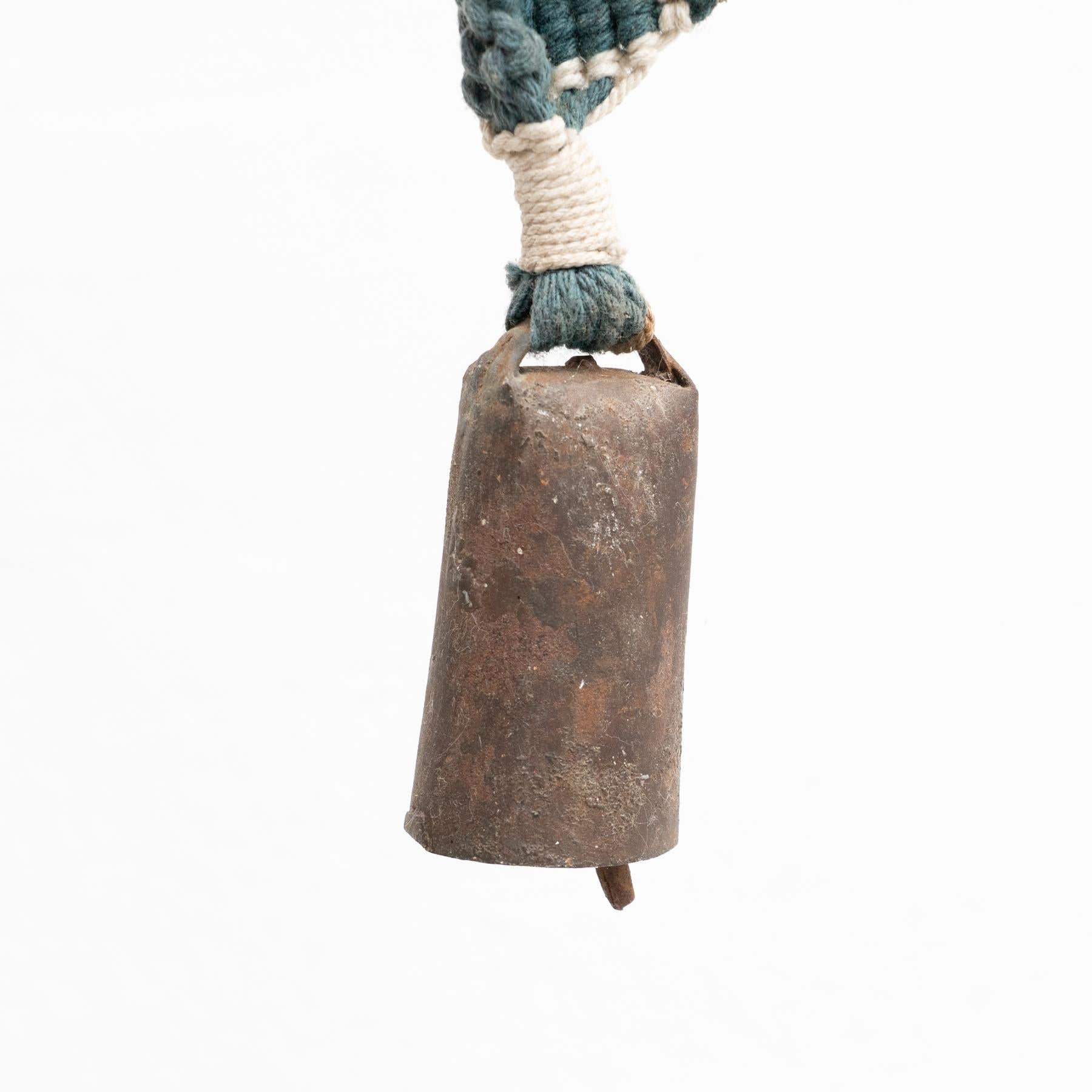 Metal Hanging Cowbell Traditional Spanish Artwork, circa 1950 For Sale