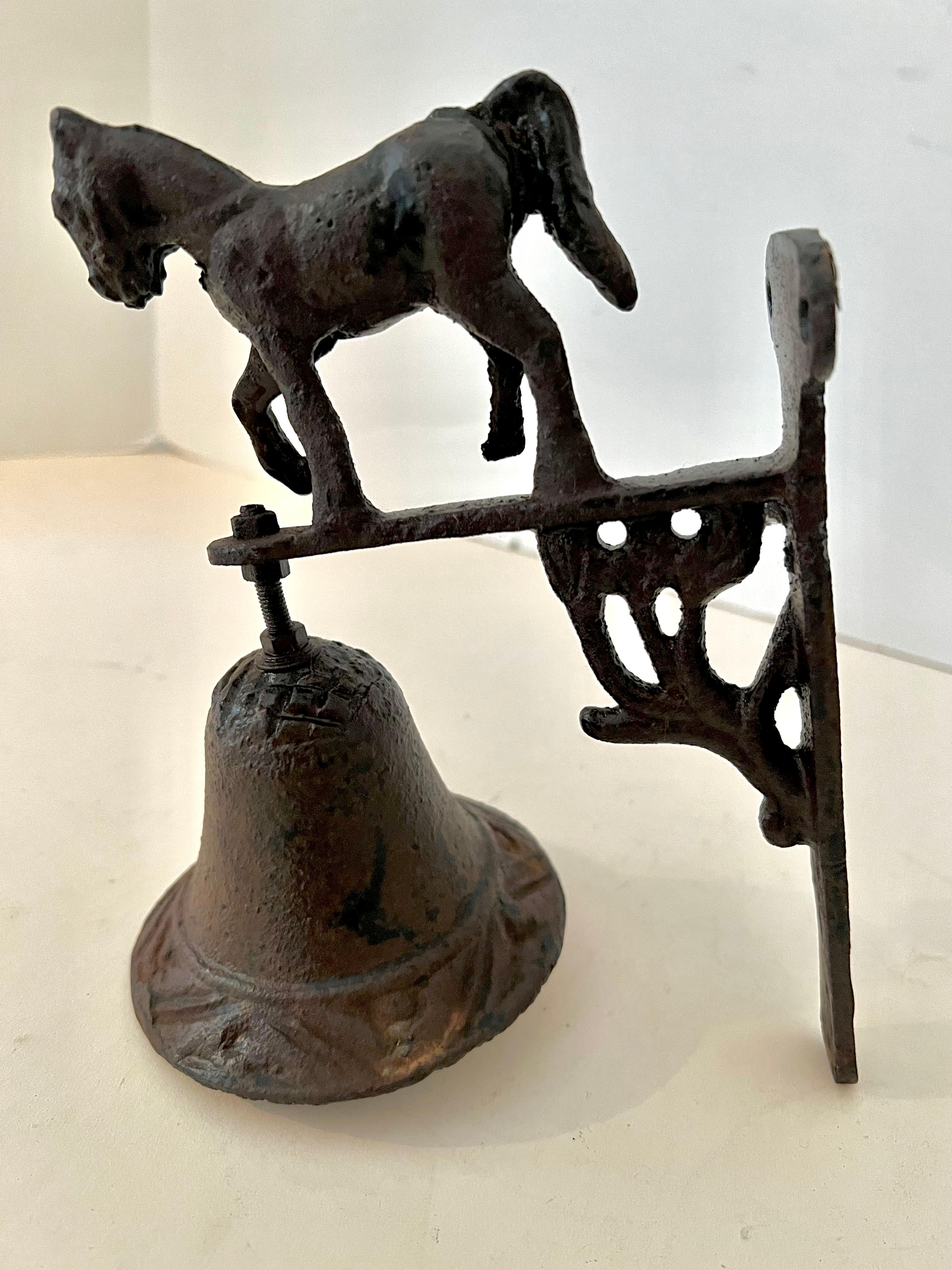 Rustic Hanging Doorway Entry Shoppe Bell with Horse  For Sale