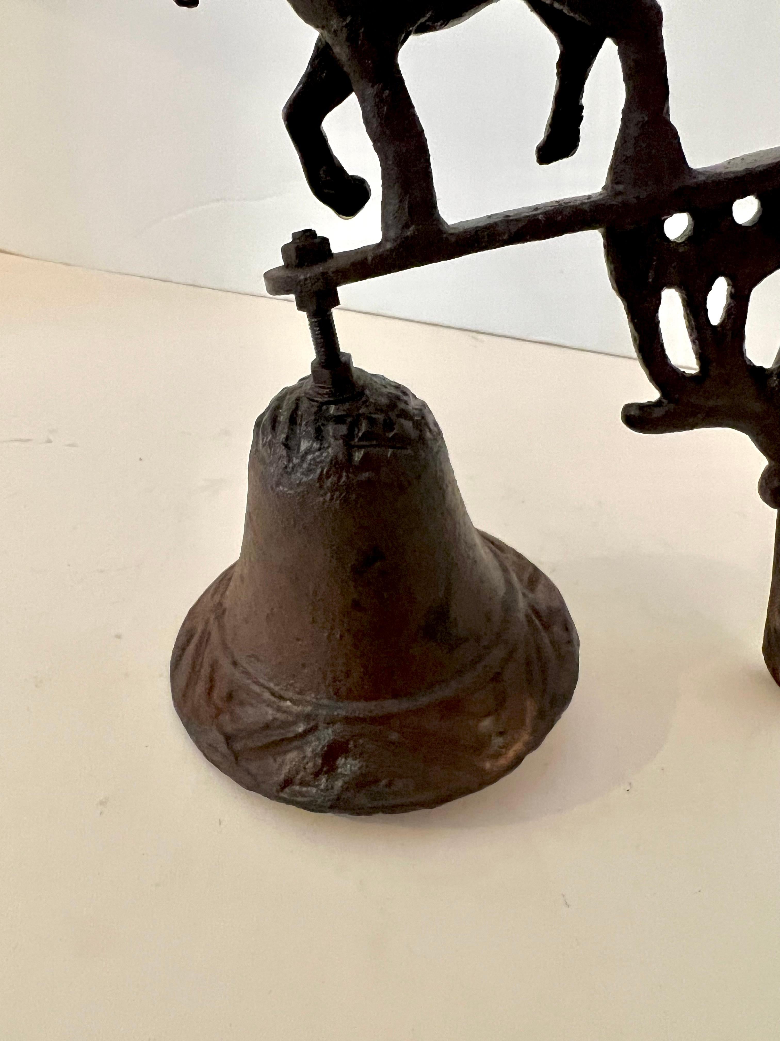 19th Century Hanging Doorway Entry Shoppe Bell with Horse  For Sale