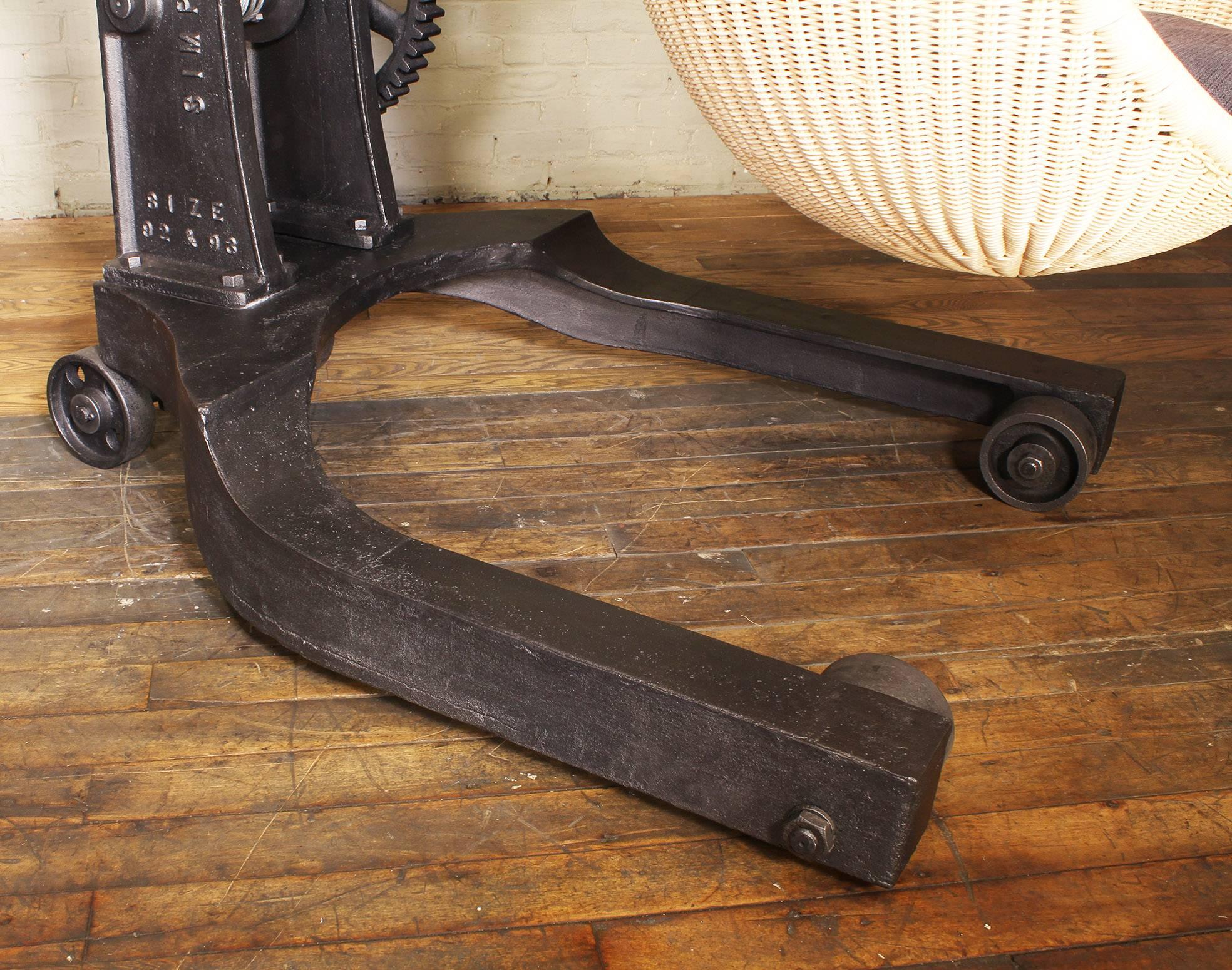 Industrial Hanging Egg Chair and 1920s Cast Iron Engine Hoist